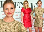 If it's not baroque... don't fix it! Cameron Diaz steals the show from Kate Upton in opulent gold mini dress as The Other Woman premieres Munich