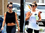 Seeking comfort in friends: Nikki Reed and Cara Santana were seen laughing as the headed home following a workout in Studio City on Thursday