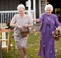 Age is just a number: A growing trend is seeing couples including their grandmothers on their wedding day. Pictured: Annie Rohrmeier (left) and Joyce Arthur-Gunter (right) as flower girls in their grandkids' wedding