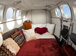 Love nest: A custom-made mattress and a red heart pillow are inside the plane chartered by Love Cloud