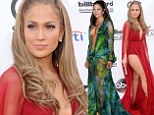 She can still pull it off! Jennifer Lopez recreates famous Grammys look in plunging chiffon dress and knickers... 14 YEARS later