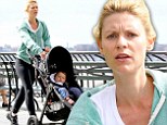 Make-up free Claire Danes works up a sweat with vigorous jog as she displays her toned pins in black leggings