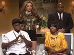 SNL spoofs Solange and Jay Z's elevator fight as Maya Rudolph makes special cameo as Beyonce while Andy Samberg hosts