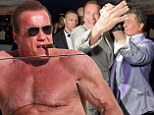 That sure beats retirement! Arnold Schwarzenegger, 67, puffs on a cigar as he sunbathes shirtless in Cannes... then dances the night away with Sly Stallone