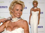 BYO floatation device! Pamela Anderson ensures all eyes are on her in dangerously low-cut frock as she launches eponymous charity aboard a yacht in Cannes