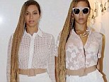 Beyonce wears new favourite waist cinching beige belt for second day as she visits the recording studio in racy see through outfit