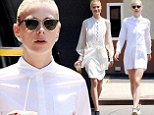 Jaime King goes from vintage to punk in two different white outfits on day out with husband and baby son