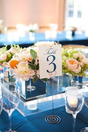 Wedding Colors: Navy Blue and Peach - see more at: www.theperfectpalette.com - Color ideas for Weddings + Parties