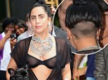 She's no Lady! Gaga puts her figure on show in a sheer bra and jumpsuit... as she shaves the back of her head