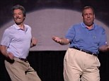 Bust it!: Jimmy Fallon and Governor Christie both dressed up in high-waisted khaki trousers and tucked in blue polo shirts for the 'dad dancing'