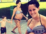 Almost there! Jenelle Evans showed off her huge baby bump in a tiny bikini for a day out with her son Jace