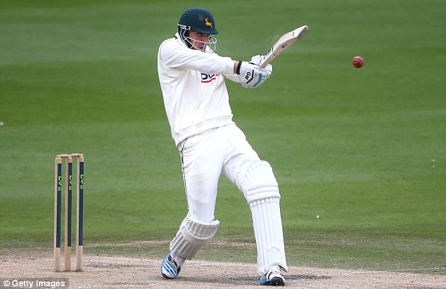 Hales force: Notts opener Alex Hales hit 18 fours and six sixes in his 167 against Sussex in the Championship