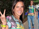 Soccer fan: Alessandra Ambrosio was pictured in Sao Paulo, Brazil on Tuesday for the World Cup