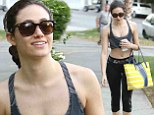 Talk about Shameless! Grinning Emmy Rossum shows off her taut tummy after workout in Los Angeles