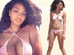 Beach beauty! Victoria's Secret model Chanel Iman shows off her flawless figure in tiny pink bikini as she relaxes in Mexico