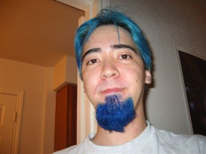 hair and beard blue coloring of Jeff