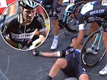 Nightmare start: Cavendish fell close to the line in a tough finish in Harrogate