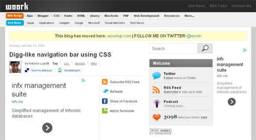  Digg-like Navigation bar using CSS