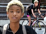 Fit in the city: Willow Smith worked up a sweat with a bike ride around New York City on Friday