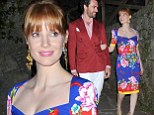 Loved up Jessica Chastain stuns in tight floral dress for gala dinner with her boyfriend in Italy