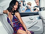 Purple patch: Zoe Saldana shows off her stunningly svelte figure in a patterned plunging dress in a new photoshoot for the latest issue of Marie Claire magazine