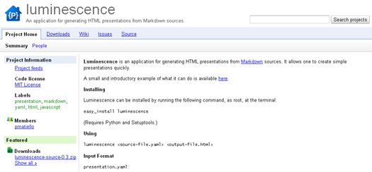 Generate HTML Presentations from Markdown Sources - Luminescence