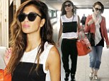 Lily Collins nails off-duty chic in oranger jacket and boyfriend jeans while Nicole Scherzinger works casual sporty ensemble at Heathrow airport
