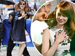 Ready for her close-up: Emma Stone gets some last-minute touch-ups as she promotes new Woody Allen movie during TV appearance