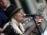 FILE - In this Friday, June 19, 2009 file photo, Johnny Winter plays during the Canton Blues Festival 2009 in downtown Canton, Ohio. Texas blues icon Johnny ...