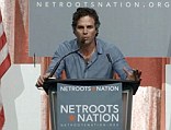 Academy Award winning actor Mark Ruffalo dropped by progressive conference Netroots Nation to listen to keynote speaker Elizabeth Warren and promote a water rights rally happening nearby