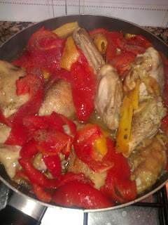 Cosce di pollo con peperoni cottura