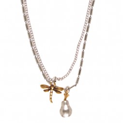 Hultquist Pear Drop Bi Colour Necklace with Dragonfly