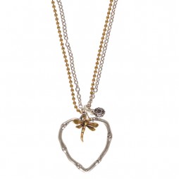 Hultquist Jewellery Bamboo Dragonfly Swarovski Cystal Heart Necklace
