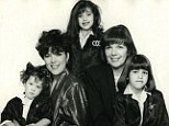 'You are my idol!' Kim Kardashian, middle, shared this throwback snap in honour of her grandmother's 80th birthday - including her sisters Khloe, far left, Kourtney, far right, mother, second left, and grandmother, second right