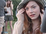 Emma Stone shows off toned pins in khaki green shorts while on the set filming untitled Woody Allen film