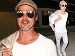 Brad Pitt was dressed in light colours at LAX, returning from Miraval, France