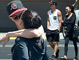Working it out: Newlyweds Ryan and Naya Rivera Dorsey spotted locking lips after hitting the gym after whirlwind wedding