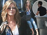 Mane man! Justin Theroux visits Jennifer Aniston at the hair salon to make the tedious hours of the long transformation process go by quicker