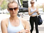 Keeping fit: Diane Kruger displayed her lithe frame on Monday as she left a pilates studio in West Hollywood, California