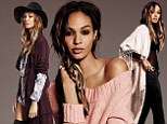 Joan Smalls dons boho collection of floppy hats, loose knits and flares for Free People