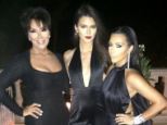 Party time: (L-R) Kris Jenner, Kylie and Kim Kardashian attended Riccardo Tisci's 40th birthday party on Friday evening in Ibiza