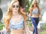Spinning in style: Bella Thorne looked chic in a tie-dye crop top as she left SoulCycle in Brentwood, California on Saturday
