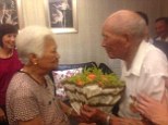 Together again: Veteran Chinese soldier Pan Zhishan is reunited with his wife Zhang Suiyu 70 years after being torn apart by their families following the Second Sino-Japanese War