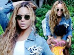 Beautiful and Blue! Beyonce shows off her hourglass figure in glamorous selfies from the garden with her shy girl