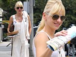 A reason to smile! Anna Faris grins as she steps out after husband Chris Pratt's film Guardians Of The Galaxy dominates at box office