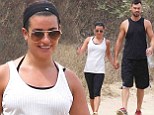 Smitten: Lea Michele and her beau Matthew Paetz held hands as they wore matching trainers for a hike in Los Angeles on Saturday