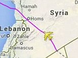 Rerouted: The map shows flight MH4 flying over Syrian airspace on Sunday