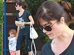Selma Blair shows off her slim figure in clinging gym gear as she enjoys lunch outing with lively son Arthur