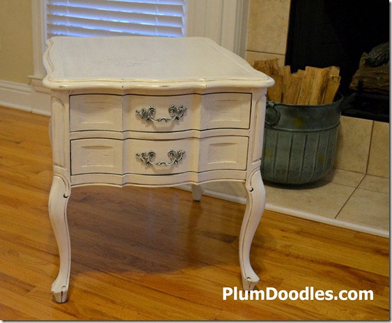 French Country End Table Painted and Glazed | PlumDoodles.com