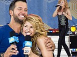 She's not eating fried chicken! Connie Britton, 47, shows off her thin figure as she belts out a country song for TV's Nashville with Luke Bryan